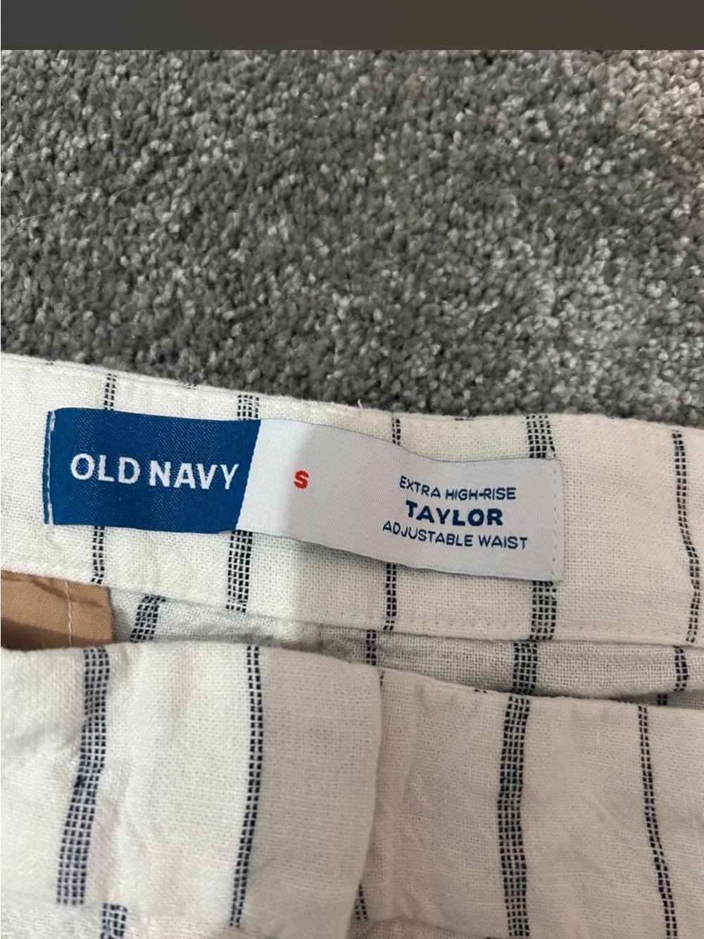Old Navy White Shorts with Navy Pinstripes